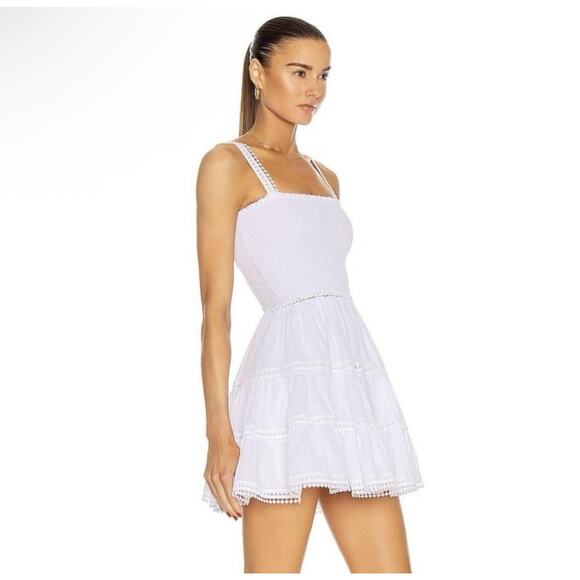 Charo Ruiz Ibiza Stelle Short Dress Smocked White Sz 0 NWT $325 - Picture 7 of 15